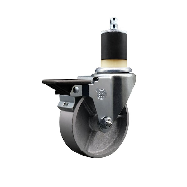 4'' Semi Steel Swivel 1-7/8'' Expanding Stem Caster with Brake
